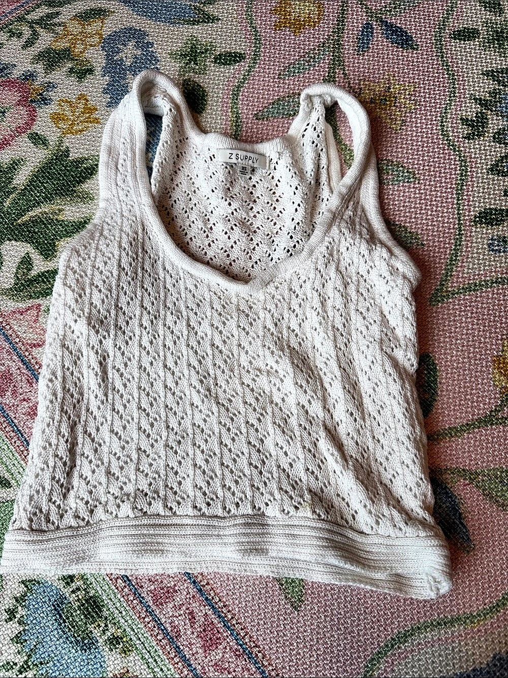 Z SUPPLY Crochet Knit Tank Top in White Size XS